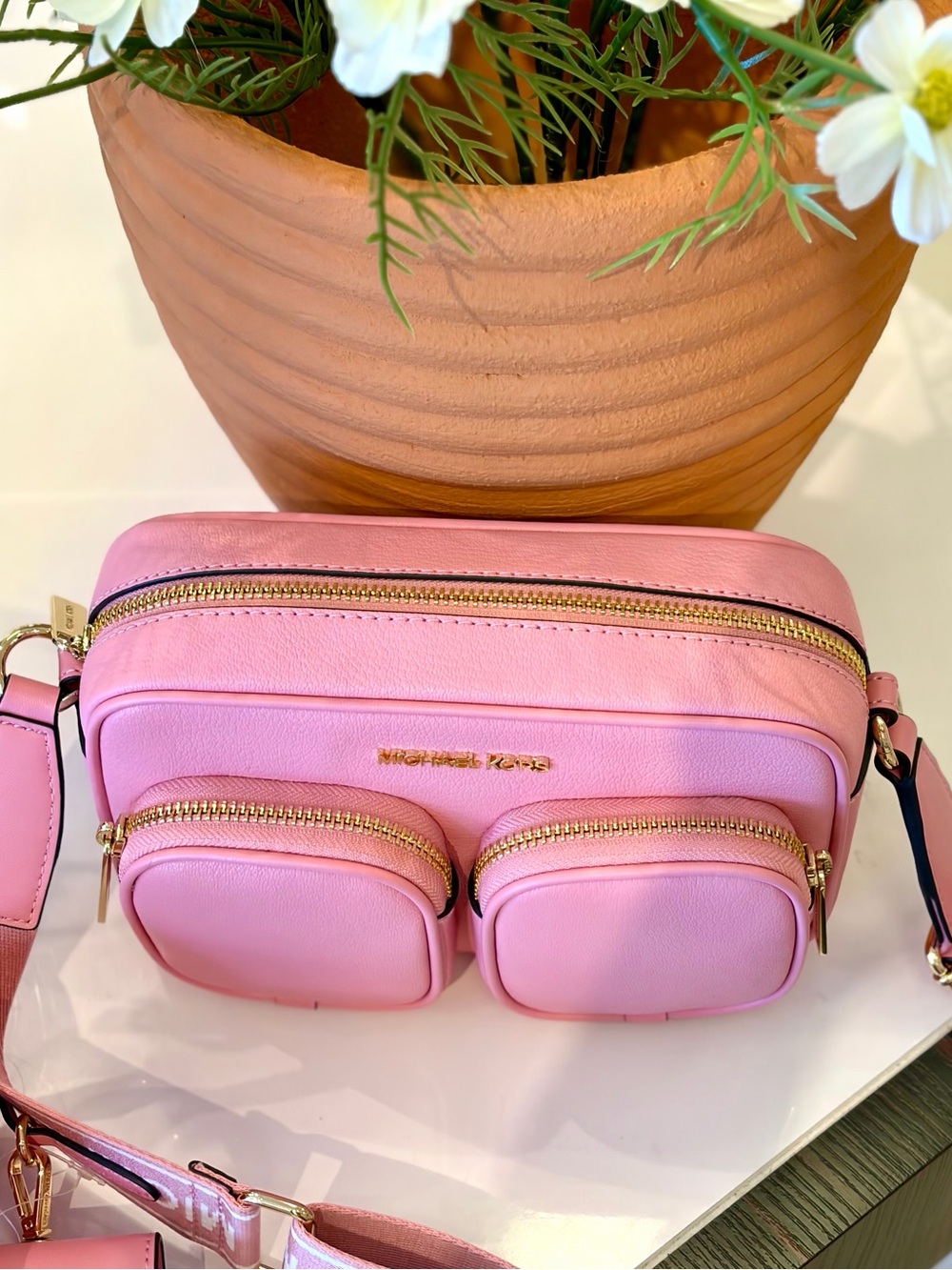 Michael Kors Pink Leather Crossbody Bag with Coin Case and Snap Pouch Carnation - Picture 2 of 14